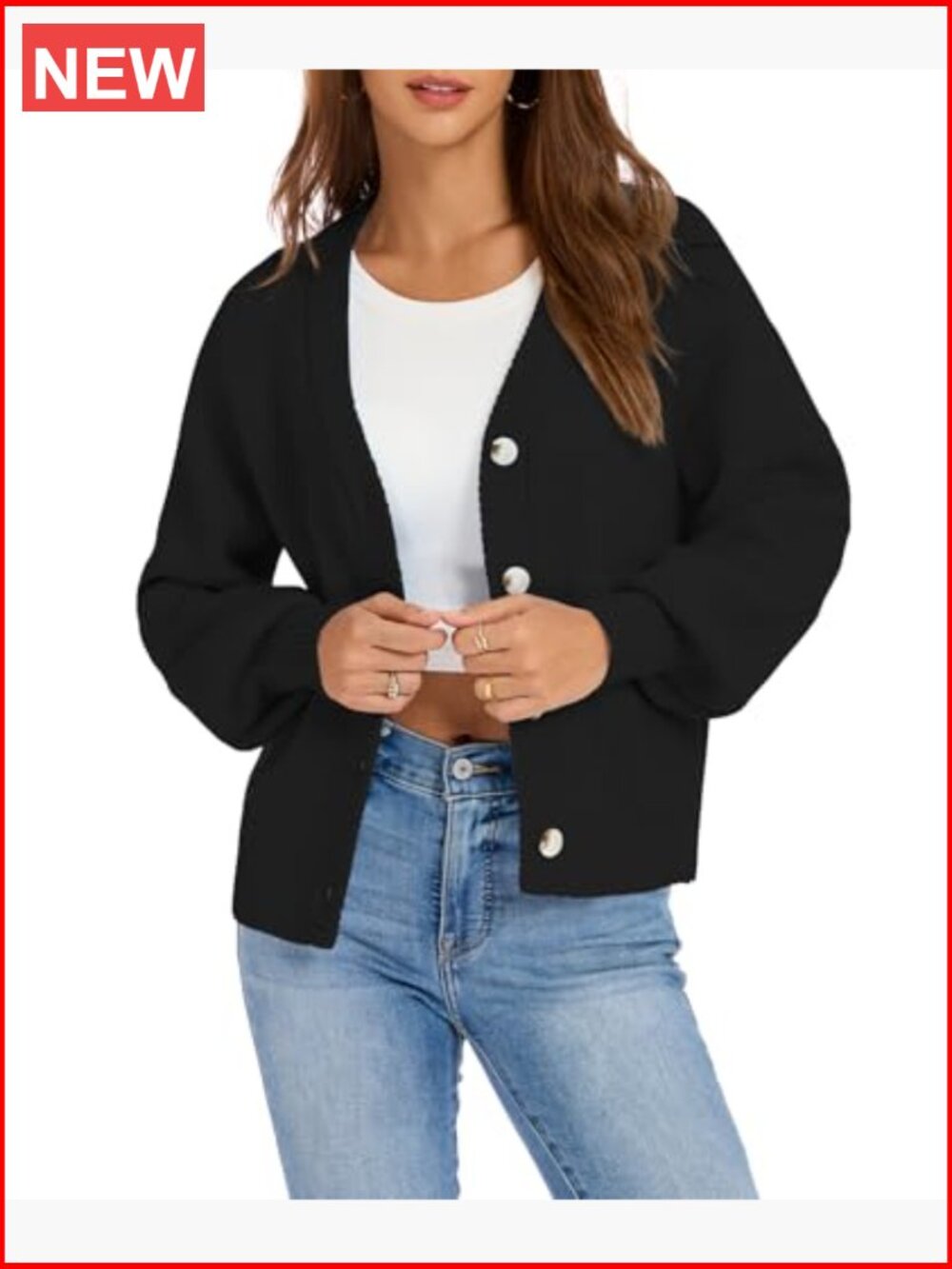 Chunky Knit Open Front Cardigan Long Sleeve Button Down Loose Fit Oversized - Picture 2 of 4